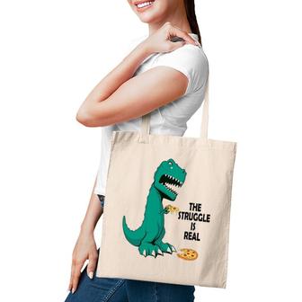 Trex The Struggle Is Real Pizza Funny T Rex Tote Bag | Mazezy