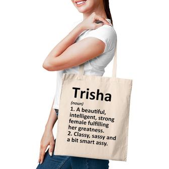 Trisha Definition Personalized Name Funny Christmas Gift Tote Bag | Mazezy