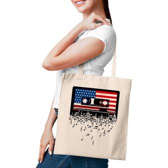 Usa American Flag Music Notes & Retro Cassette 4Th Of July Tote Bag | Mazezy