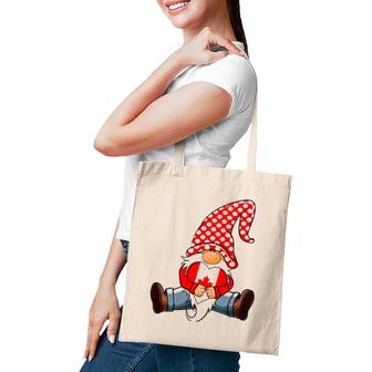 Valentine Canada Gnome Holding Canada Flag Heart Love Gnome Tote Bag | Mazezy