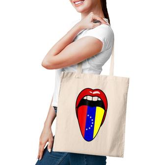 Venezuela Tricolor Flag Tongue Red Lips Tote Bag | Mazezy