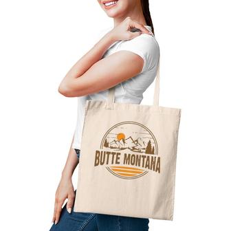 Vintage Butte Montana Mountain Hiking Souvenir Print Tote Bag | Mazezy AU