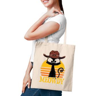 Vintage Cat Retro Cat Cowboy Cat Meowdy Black Cat Tote Bag | Mazezy