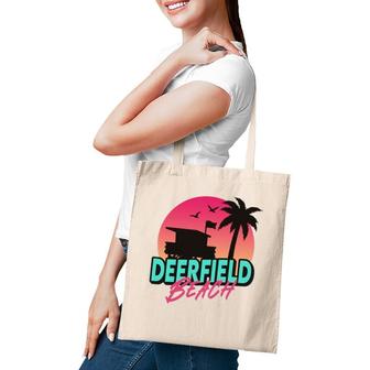 Vintage Deerfield Beach Florida Palm Trees Fl 80'S 90'S Tote Bag | Mazezy