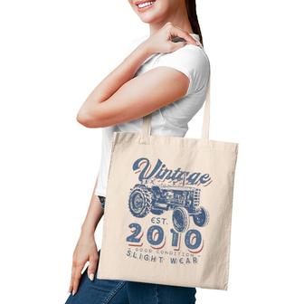 Vintage Farmer Tractor Established 2010 12Th Birthday Party Tote Bag | Mazezy