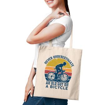 Vintage Never Underestimate An Old Man On A Bicycle Cyclist Tote Bag | Mazezy