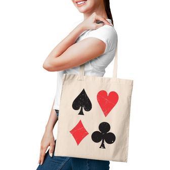 Vintage Playing Card Symbols Spades Hearts Diamonds Clubs Tote Bag | Mazezy