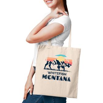 Whitefish Montana Vintage Hiking Bison Nature Tote Bag | Mazezy