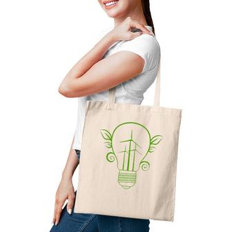 Windmill Light Bulb Solar Energy Global Warming Earth Day Tote Bag | Mazezy