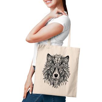 Wolf Mandala Art Pattern Wolf Lover Gift Tote Bag | Mazezy