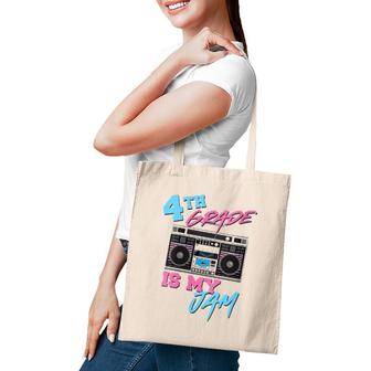 Womens 4Th Grade Is My Jam - Vintage 80S Boombox Teacher Student V-Neck Tote Bag | Mazezy