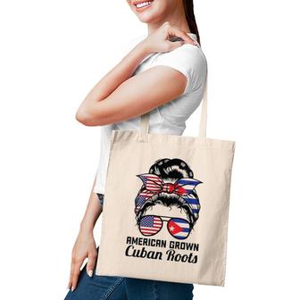 Womens American Grown Cuban Roots Messy Bun Cuba Tote Bag | Mazezy