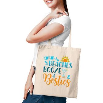 Womens Beaches Booze & Besties Funny Beach Lover Summer Vacation Tote Bag | Mazezy AU