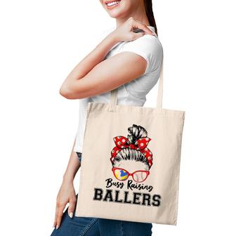 Womens Busy Raising Ballers Classy Volleyball And Baseball Lover Tote Bag | Mazezy