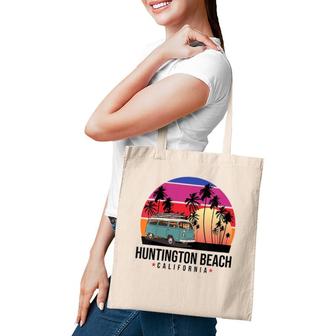 Womens California Huntington Beach Retro Surfer V-Neck Tote Bag | Mazezy
