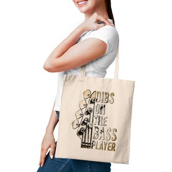 Womens Dibs On The Bass Player Guitar Musician V-Neck Tote Bag | Mazezy