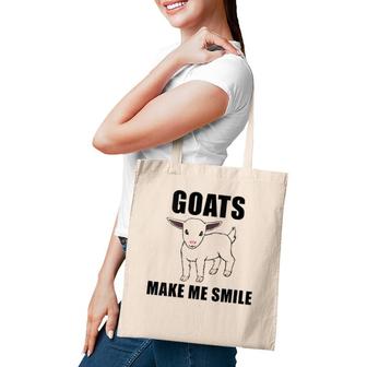 Womens Funny Little Goat Smiling Cute Goat Tote Bag | Mazezy