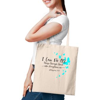 Womens I Can Do All Things Christian Religious Verse Sayings Gifts Tote Bag | Mazezy