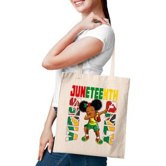 Womens Juneteenth Cute Black Girl Magic Melanin Queen Kids Toddlers V-Neck Tote Bag | Mazezy