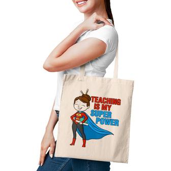 Womens Kindergarten Teacher Teaching Is My Superpower School Retro Tote Bag | Mazezy