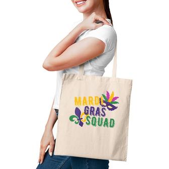 Womens Mardi Gras Squad Matching Group Spring Break Fat Tuesday V-Neck Tote Bag | Mazezy