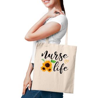 Womens Nurse Life Funny Sunflower Tote Bag | Mazezy