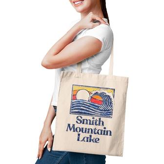 Womens Smith Mountain Lake Retro Surfer Vintage Beach & Wave V-Neck Tote Bag | Mazezy