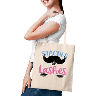 Womens Staches Or Lashes Gender Reveal Baby Shower Family Gift Tote Bag | Mazezy