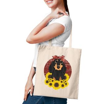 Yellow Flower Sunflower Women Girls Dog Gift Dachshunds Tote Bag | Mazezy