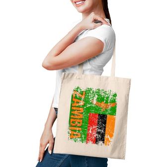 Zambia Flag Vintage Distressed Zambian Tote Bag | Mazezy
