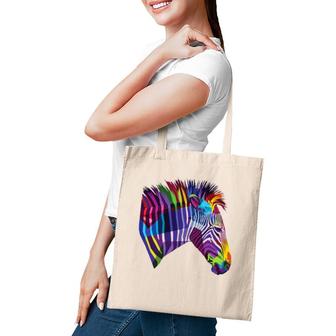 Zebra Colorful Zebra's Head Pop Art Style Tote Bag | Mazezy