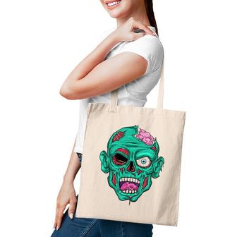 Zombie Face Brain Funny Halloween Gifts Men Women Zombies Tote Bag | Mazezy