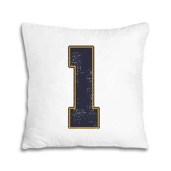 1 Outline Number 1 Varsity Fan Sports Team Red Jersey Baseball Pillow | Mazezy