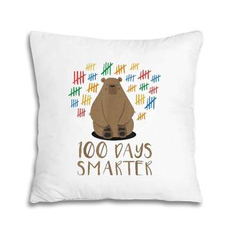 100 Days Of School Bear 100 Days Smarter Tee Pillow | Mazezy
