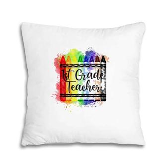 1St Grade Teacher Crayon Colorful Teacher Gift Pillow | Mazezy CA