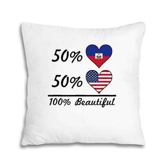 50 Haitian Flag 50 American Flag 100 Beautiful Cute Haiti Pillow | Mazezy