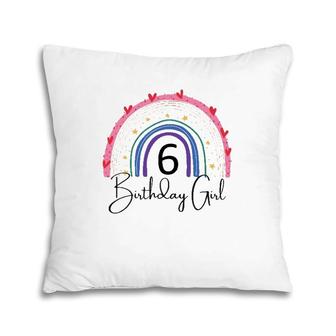 6Th Birthday Rainbow Birthday Countdown 6 Years Old Birthday Pillow | Mazezy