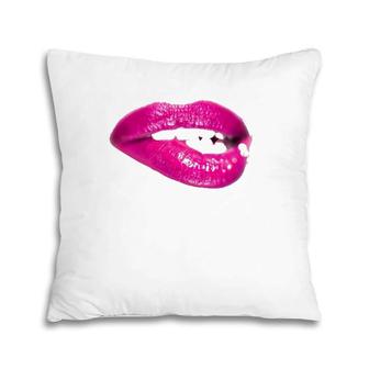 African American Lips Biting Bottom Lip With Lipstick Pillow | Mazezy