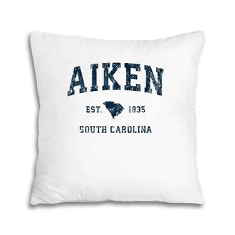 Aiken South Carolina Sc Vintage Sports Design Navy Print Pillow | Mazezy