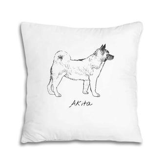 Akita Dog Sketch Dog Lover Gift Pillow | Mazezy