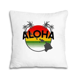 Aloha Hawaii Palm Tree - Feel The Aloha Hawaiian Spirit Pillow | Mazezy