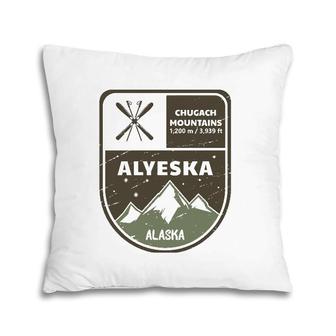 Alyeska Chugach Mountains Alaska Vintage Pillow | Mazezy