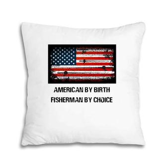 American Flag Fishing Vintage Grunge Style Pillow | Mazezy