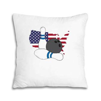 American Flag Patriotic Bowling Player Pins And Bowling Ball Pillow | Mazezy