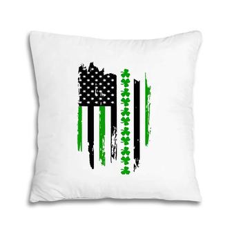 American Flag Shamrock Lucky Clover Irish St Patrick's Day Pillow | Mazezy