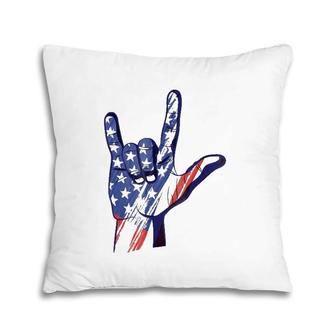 American Sign Language Asl I Love You Patriotic Deaf Pride Pillow | Mazezy DE