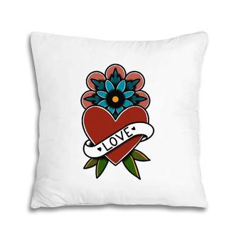 American Traditional Tattoo Design Love Heart Pillow | Mazezy
