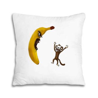 Angry Banana Threaten Monkey Funny Gift Pillow | Mazezy