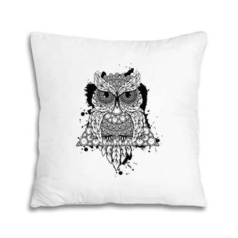 Artsy Owl Mandala Bird Night Creature Pillow | Mazezy