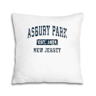 Asbury Park New Jersey Nj Vintage Sports Design Navy Print Pillow | Mazezy